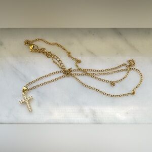B. Collective Gold Necklace - Crystal Cross Pend (Boutique) | SAMPLE SALE